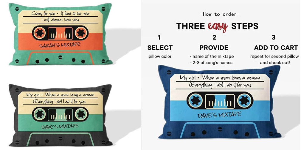 Personalized Mix Tape Pillow Best Romance Gifts