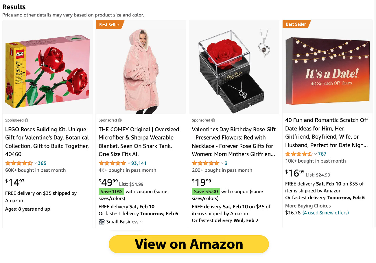 Valentines Days History gifts on amazon affiliate image